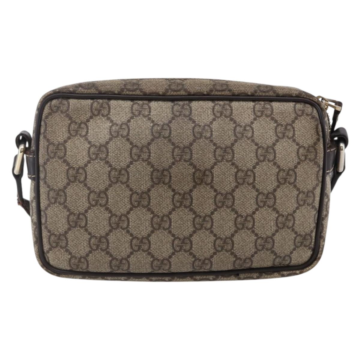 GUCCI GG Supreme Shoulder Bag PVC Beige Gold 201447 Auth BA7119