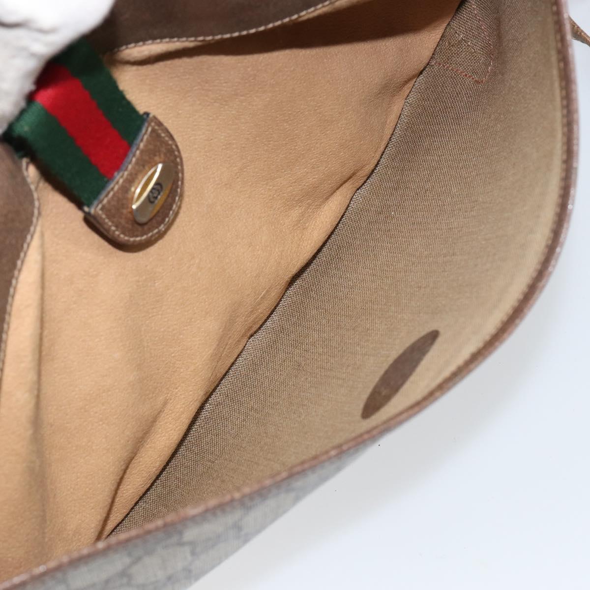 GUCCI GG Supreme Web Sherry Line Bag PVC Beige Gold 904 02 020 Auth BA7124