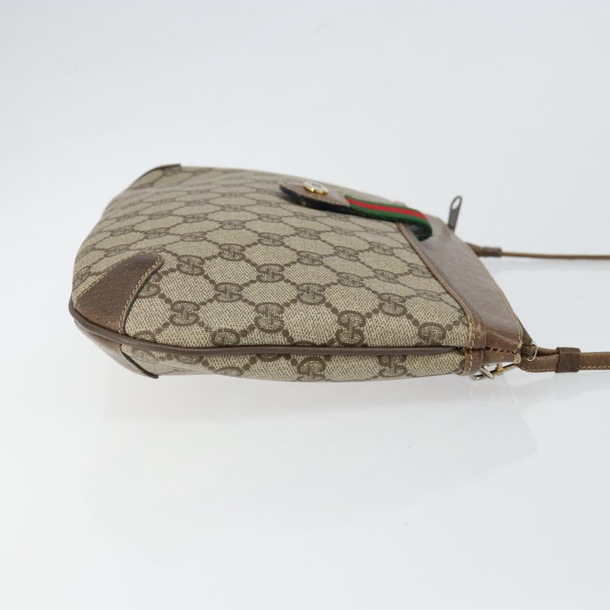 GUCCI GG Supreme Web Sherry Line Bag PVC Beige Gold 904 02 020 Auth BA7124