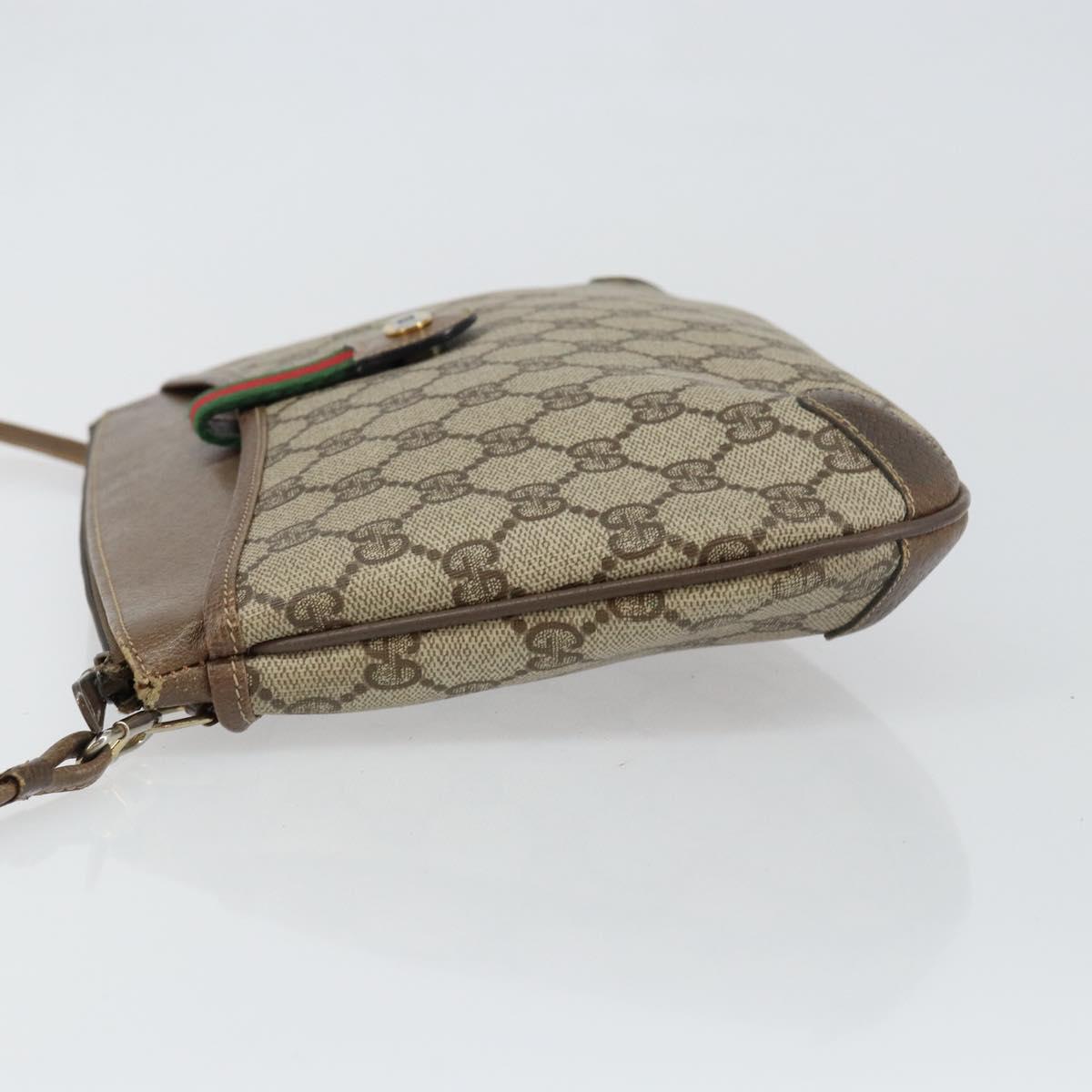GUCCI GG Supreme Web Sherry Line Bag PVC Beige Gold 904 02 020 Auth BA7124