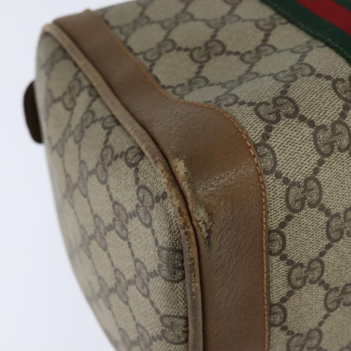 GUCCI GG Supreme Sherry Line Boston Bag PVC Beige Gold 002 098 0534 Auth BA7125