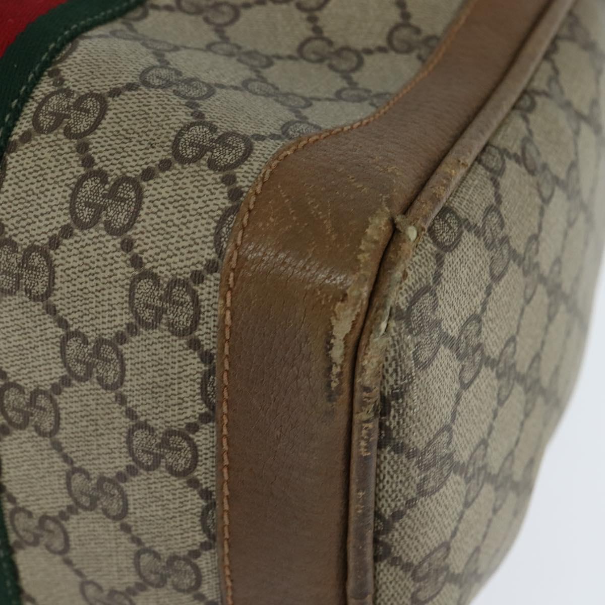 GUCCI GG Supreme Sherry Line Boston Bag PVC Beige Gold 002 098 0534 Auth BA7125