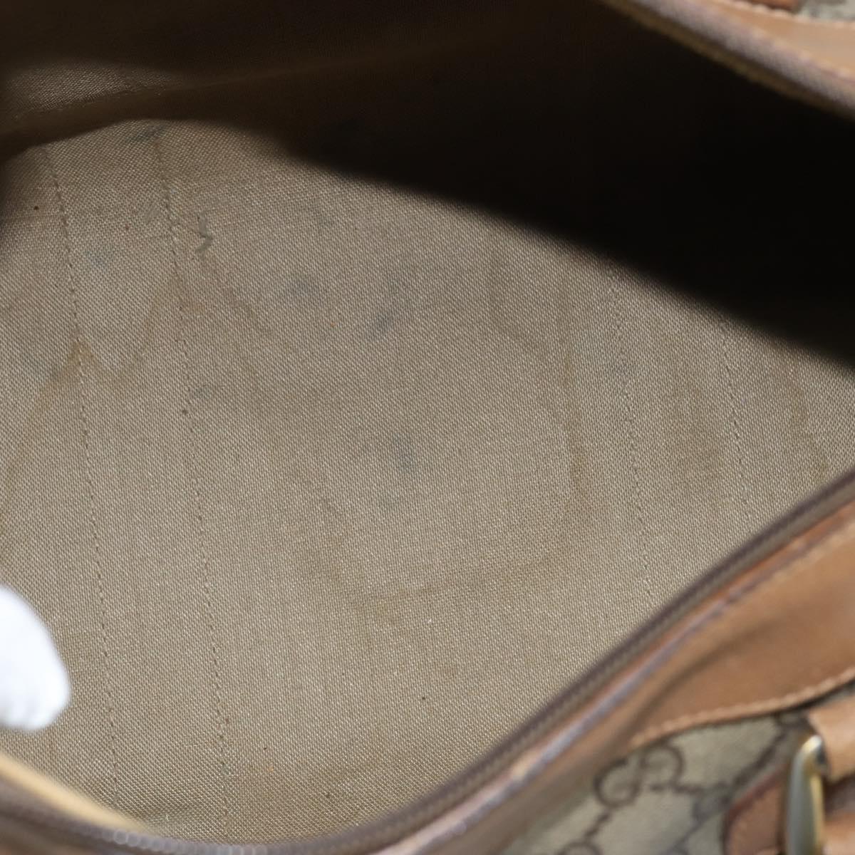 GUCCI GG Supreme Sherry Line Boston Bag PVC Beige Gold 002 098 0534 Auth BA7125