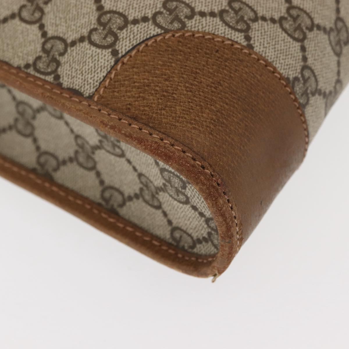 GUCCI GG Supreme Web Sherry Line Hand Bag PVC Beige Auth BA7127