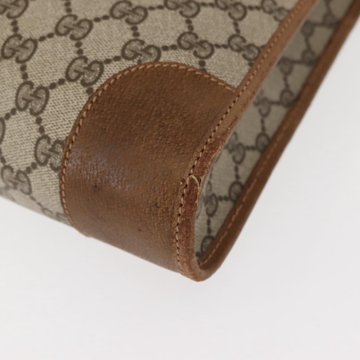 GUCCI GG Supreme Web Sherry Line Hand Bag PVC Beige Auth BA7127