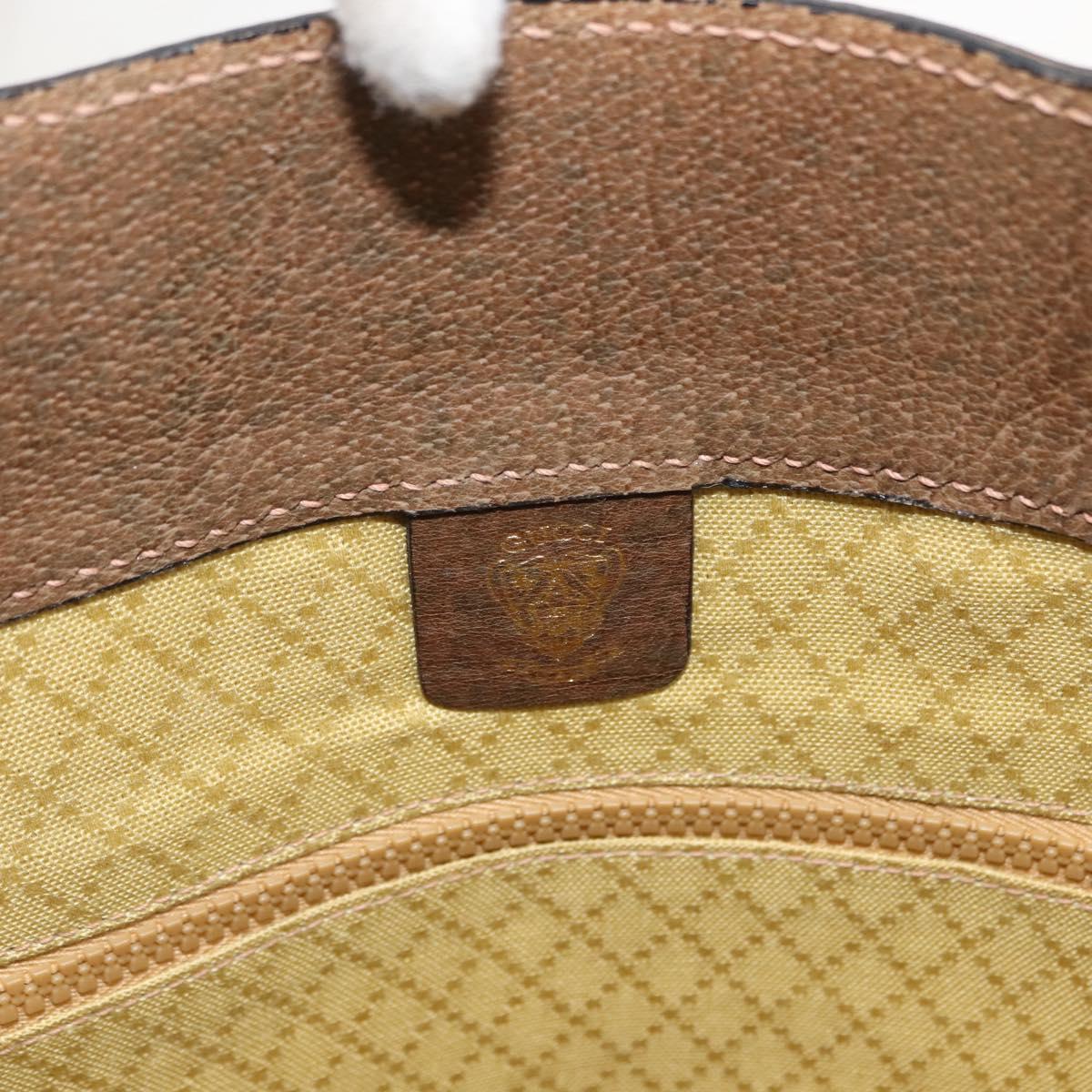 GUCCI GG Supreme Web Sherry Line Hand Bag PVC Beige Auth BA7127