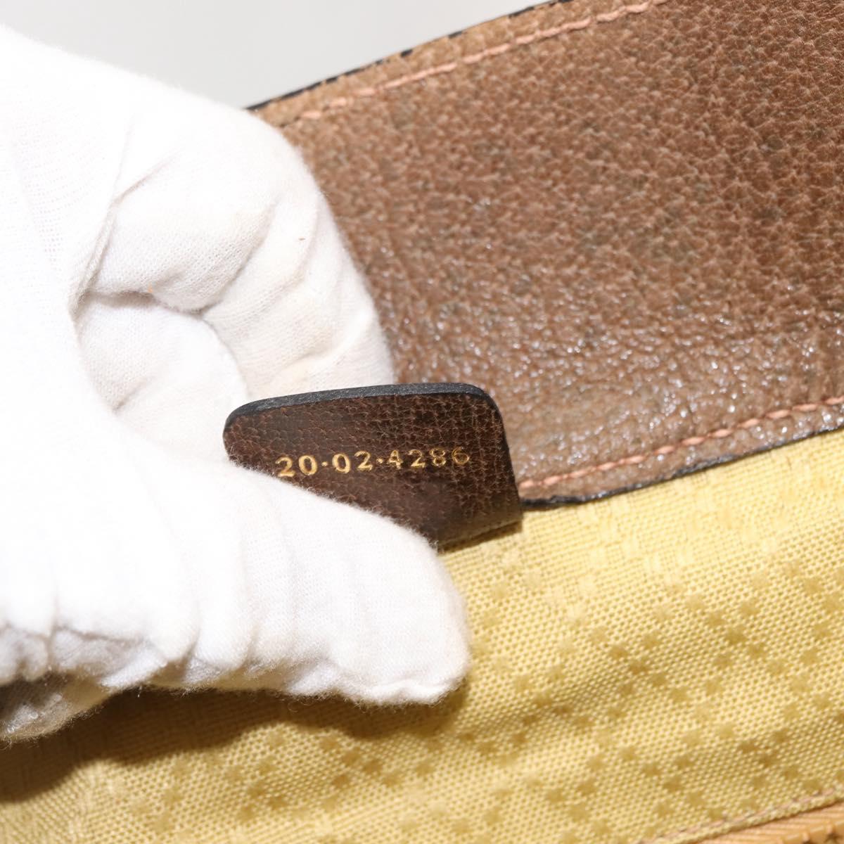 GUCCI GG Supreme Web Sherry Line Hand Bag PVC Beige Auth BA7127