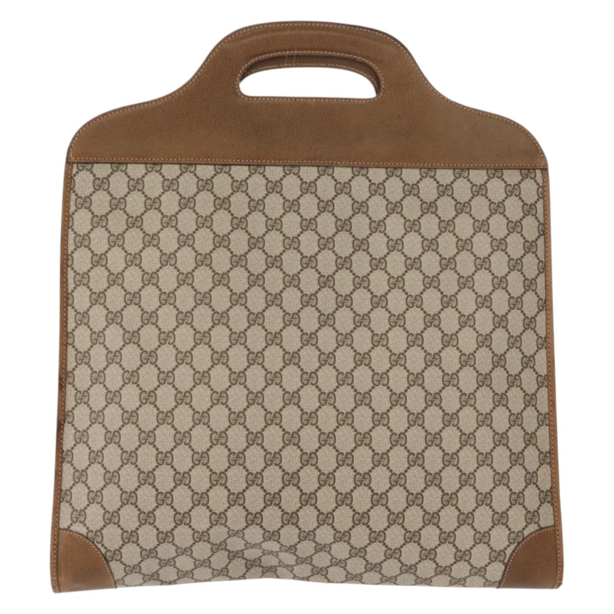 GUCCI GG Supreme Web Sherry Line Hand Bag PVC Beige Auth BA7127