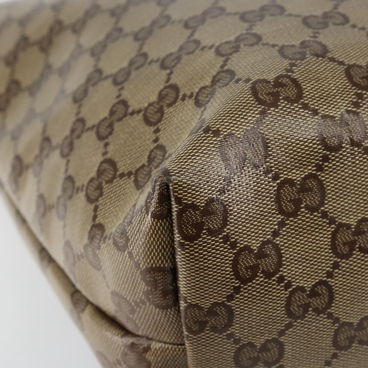 GUCCI GG Crystal Tote Bag Coated Canvas Beige Gold 189896 Auth BA7129