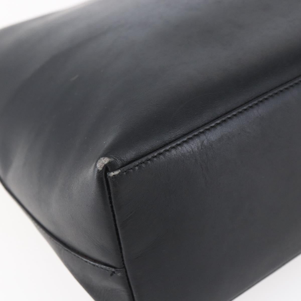 GUCCI Bamboo Shoulder Bag Leather Black Gold 001 3007 Auth BA7130