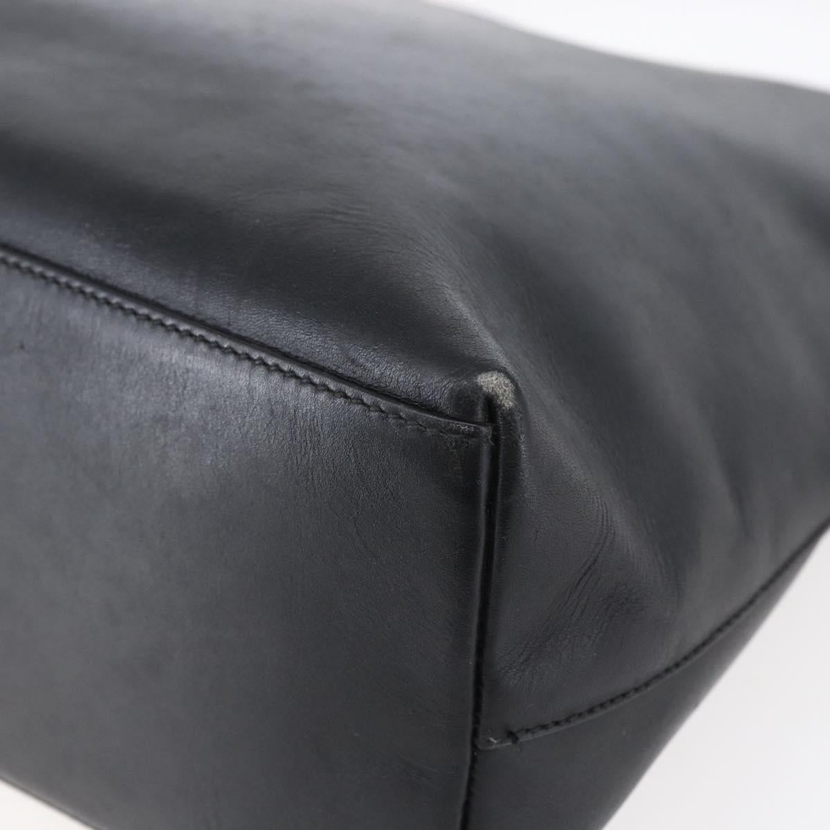 GUCCI Bamboo Shoulder Bag Leather Black Gold 001 3007 Auth BA7130