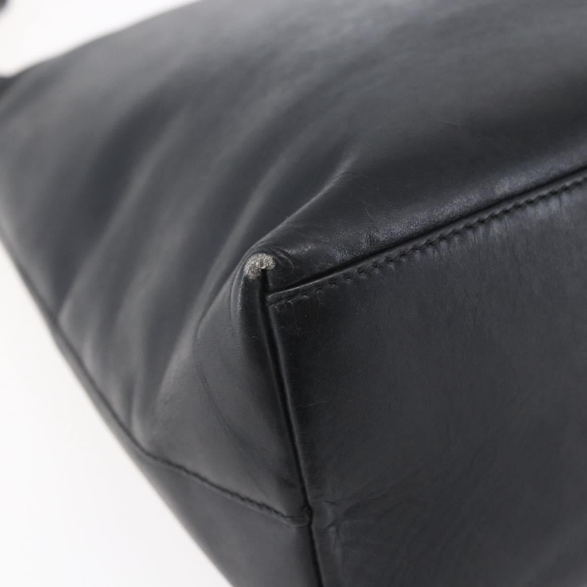 GUCCI Bamboo Shoulder Bag Leather Black Gold 001 3007 Auth BA7130