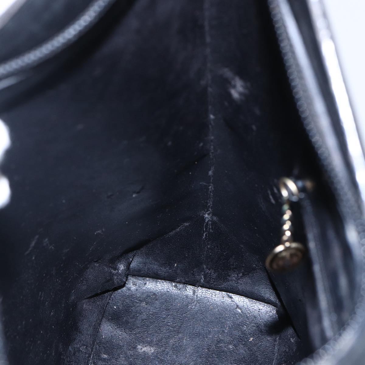 GUCCI Bamboo Shoulder Bag Leather Black Gold 001 3007 Auth BA7130