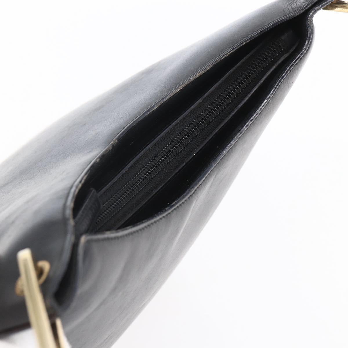 GUCCI Bamboo Shoulder Bag Leather Black Gold 001 3007 Auth BA7130