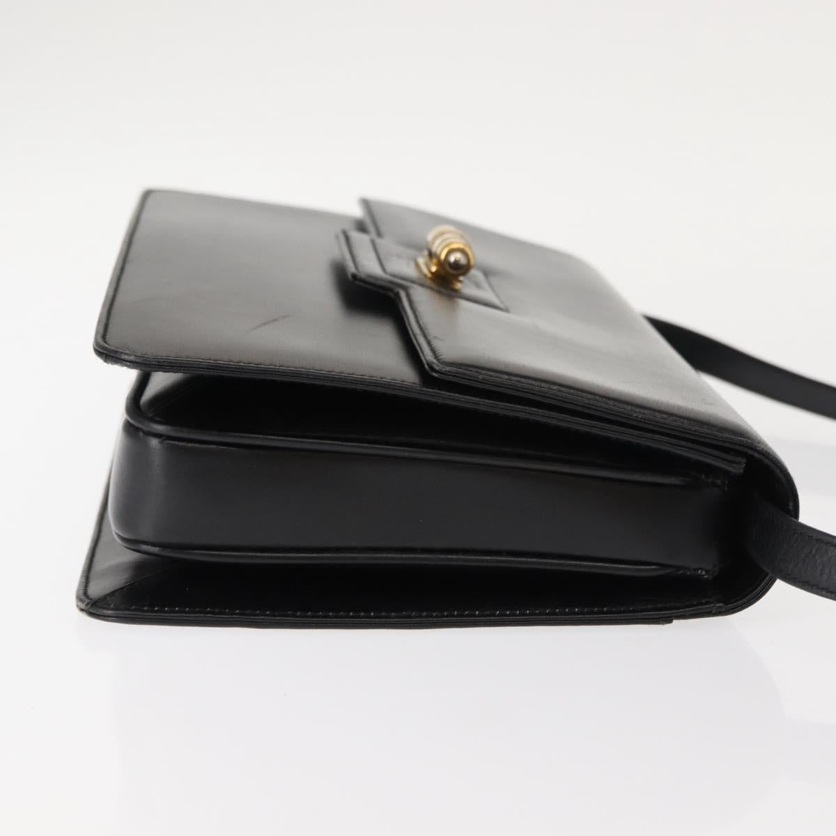 GUCCI Shoulder Bag Leather Black Gold 004 33 0241 Auth BA7133