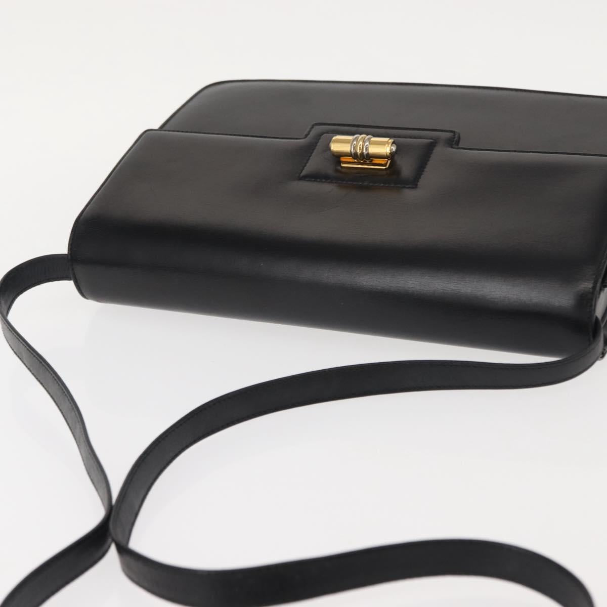 GUCCI Shoulder Bag Leather Black Gold 004 33 0241 Auth BA7133