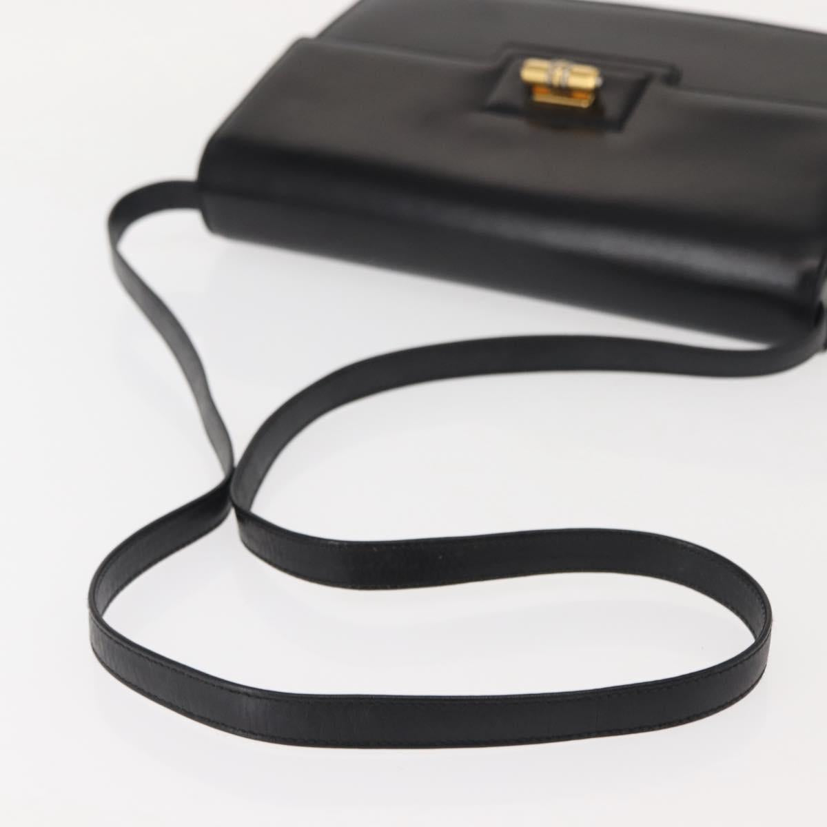 GUCCI Shoulder Bag Leather Black Gold 004 33 0241 Auth BA7133