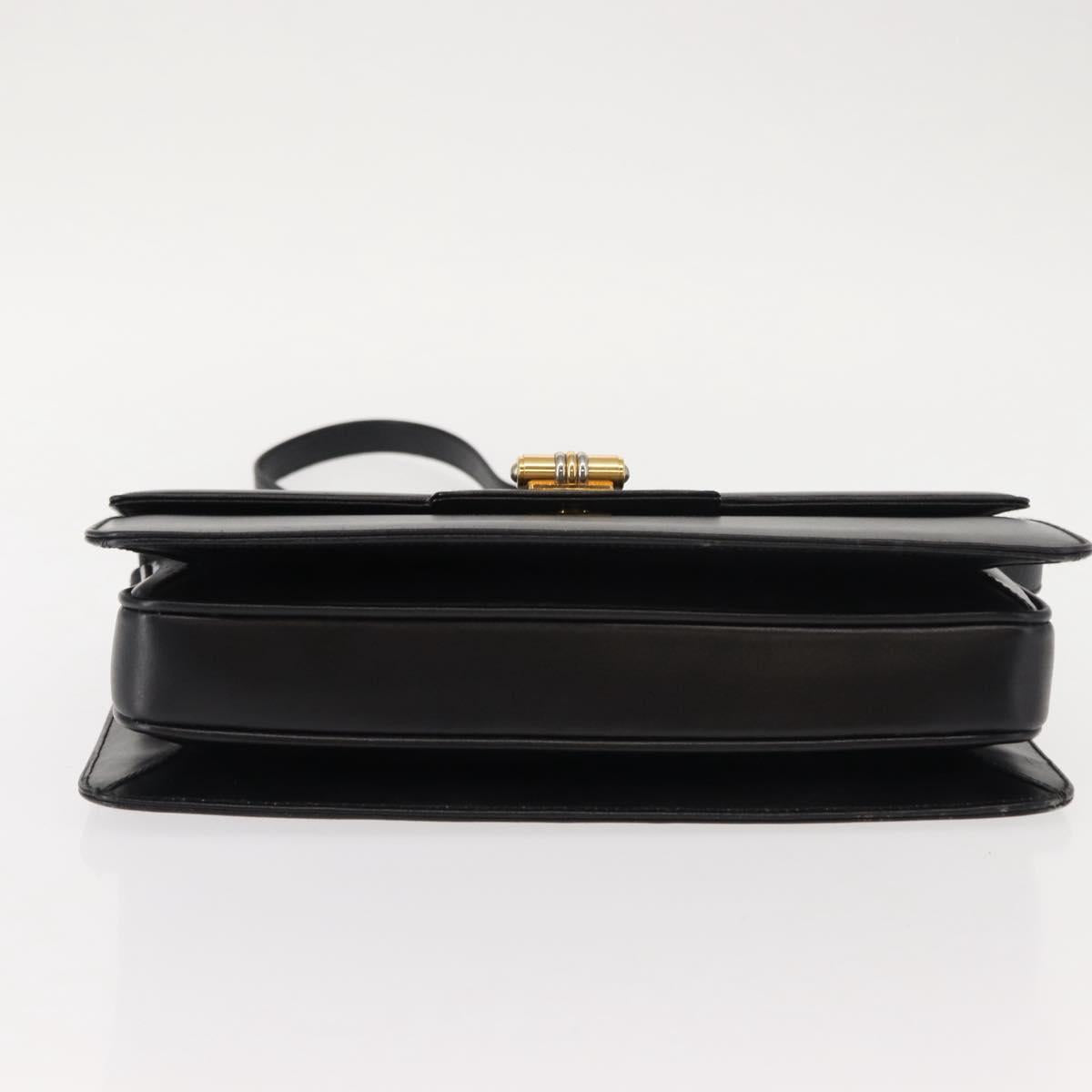 GUCCI Shoulder Bag Leather Black Gold 004 33 0241 Auth BA7133