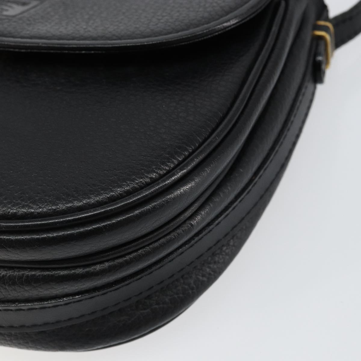 Burberrys Shoulder Bag Leather Black Gold Auth BA7135
