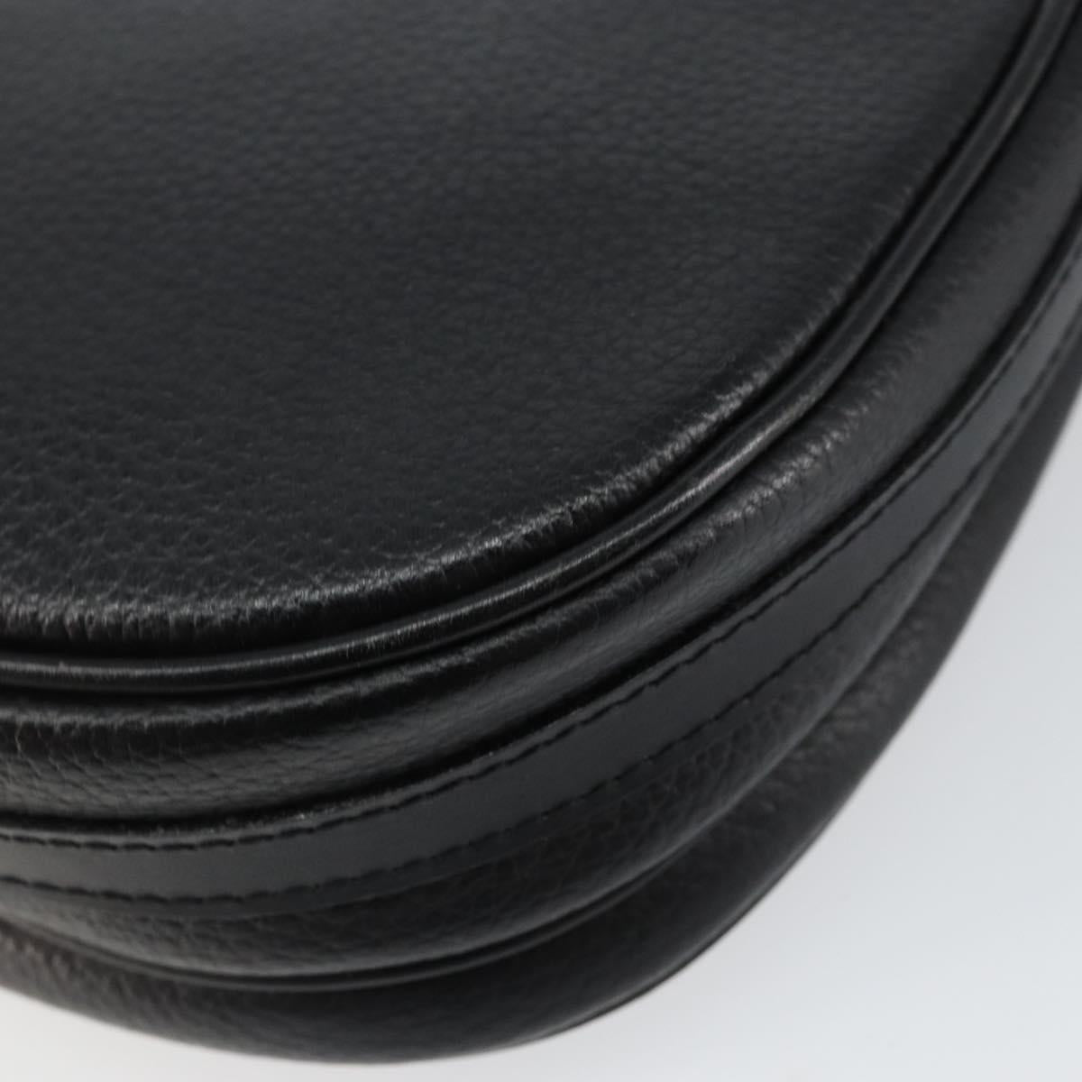 Burberrys Shoulder Bag Leather Black Gold Auth BA7135