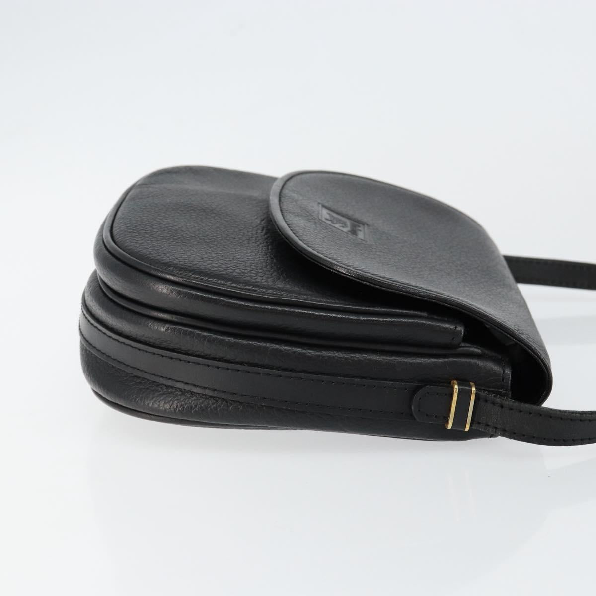 Burberrys Shoulder Bag Leather Black Gold Auth BA7135