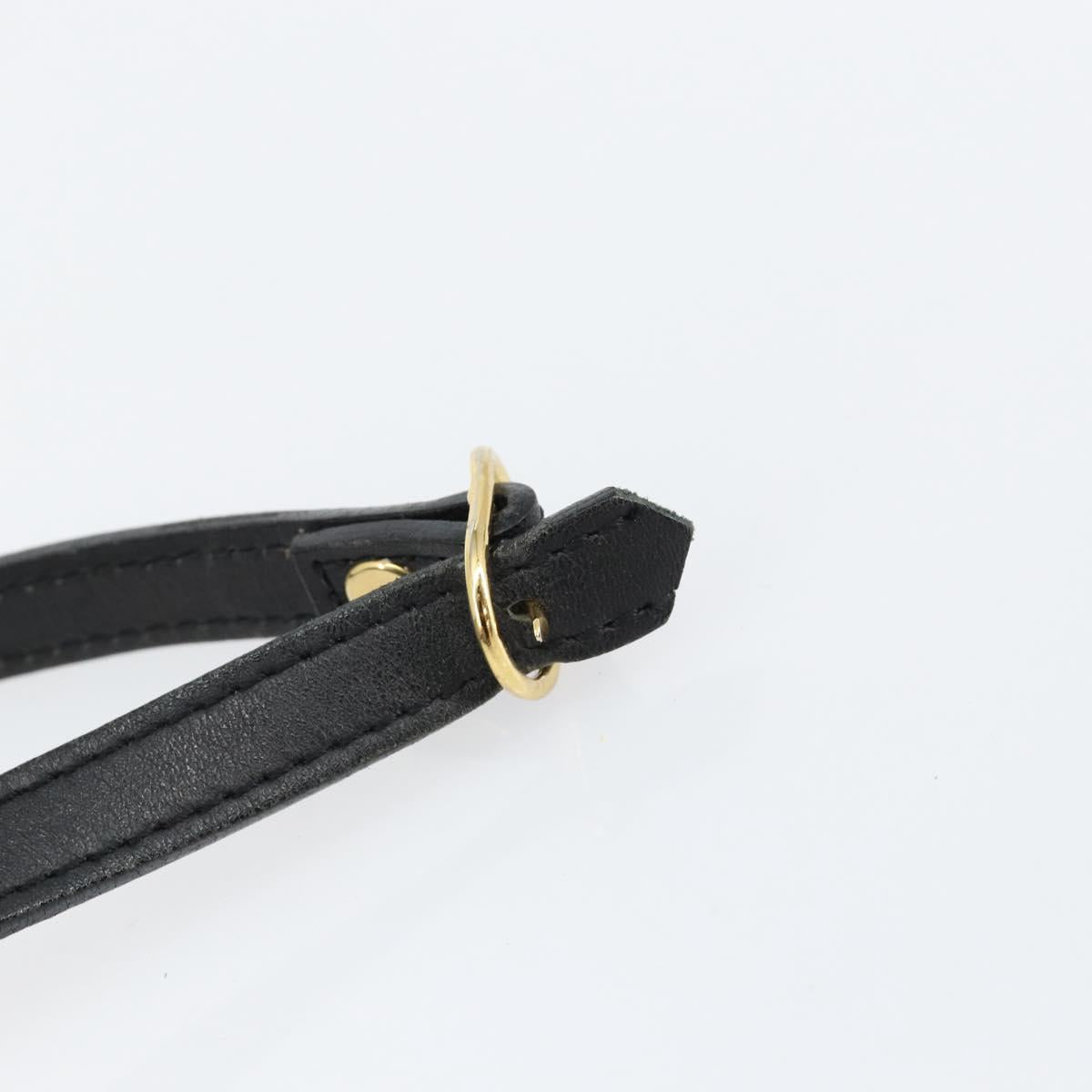 Burberrys Shoulder Bag Leather Black Gold Auth BA7135