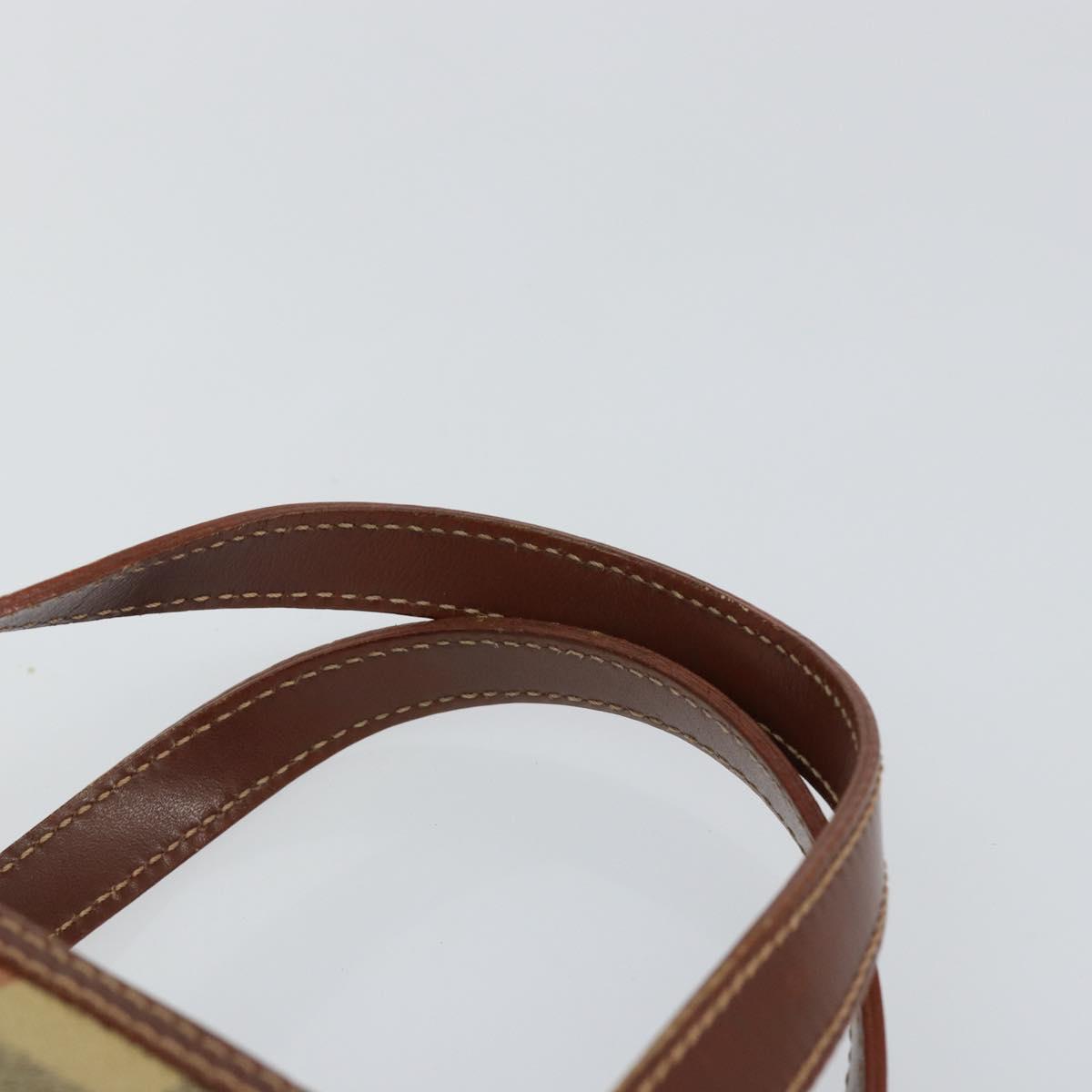 BURBERRY Nova Check Hand Bag PVC Beige Silver Auth BA7137