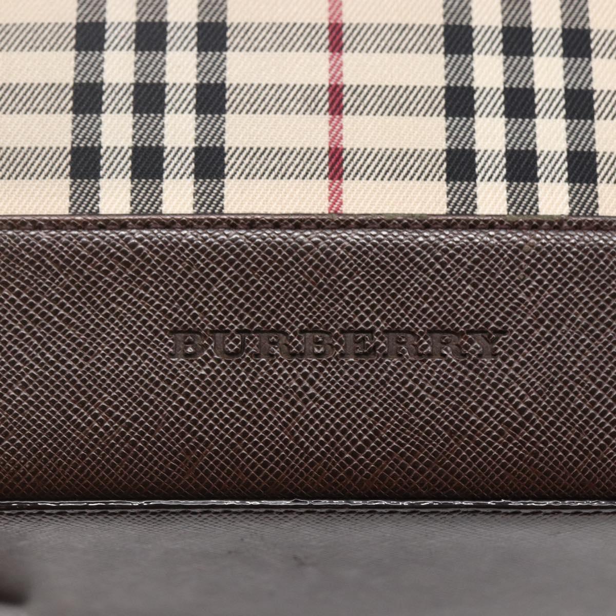 BURBERRY Nova Check Tote Bag Canvas Beige Silver Auth BA7138