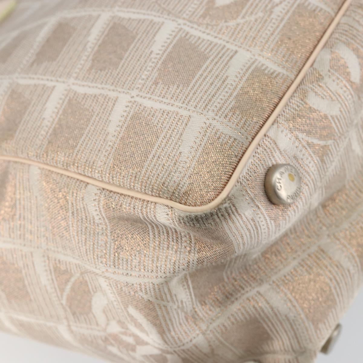 CHANEL New Travel Line Tote Bag Nylon Beige Gold CC Auth BA7141