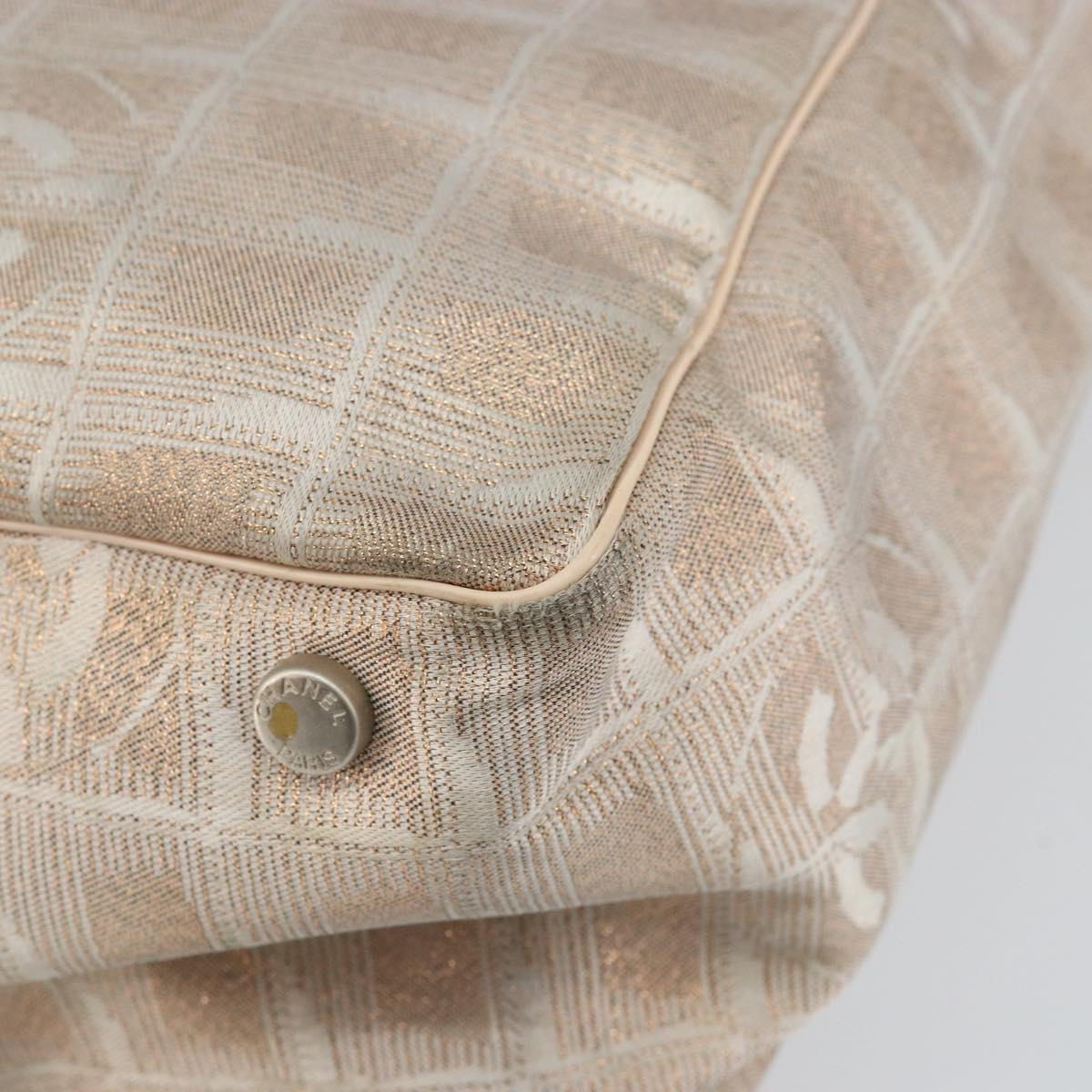 CHANEL New Travel Line Tote Bag Nylon Beige Gold CC Auth BA7141