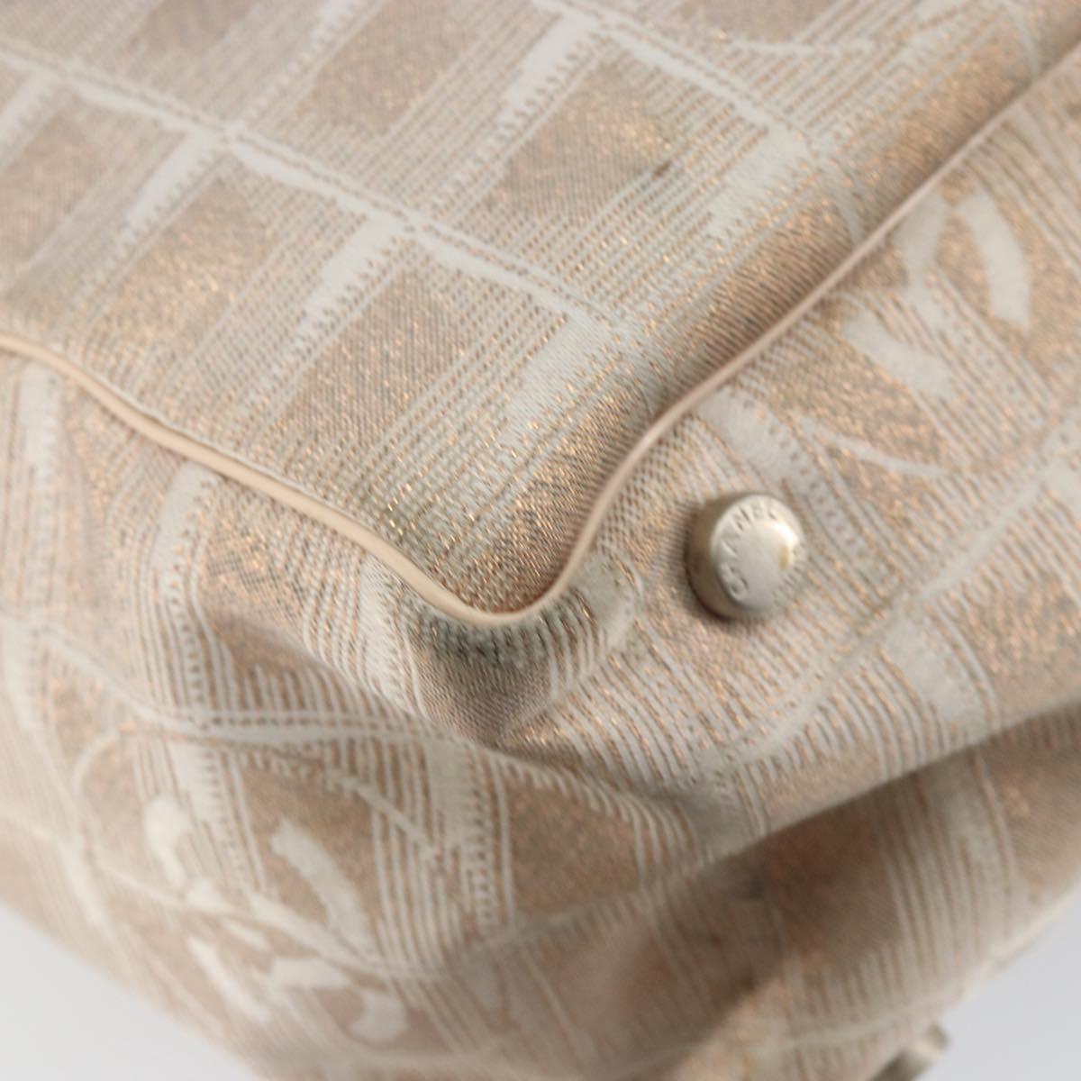 CHANEL New Travel Line Tote Bag Nylon Beige Gold CC Auth BA7141