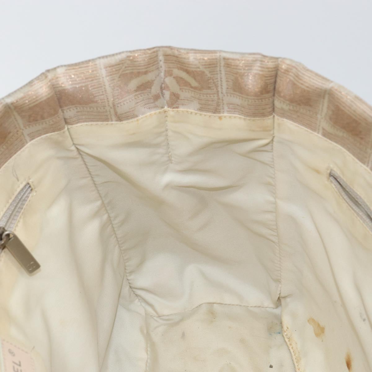 CHANEL New Travel Line Tote Bag Nylon Beige Gold CC Auth BA7141