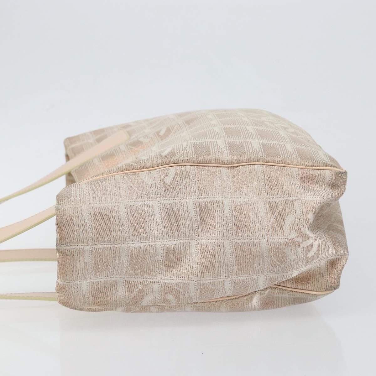 CHANEL New Travel Line Tote Bag Nylon Beige Gold CC Auth BA7141