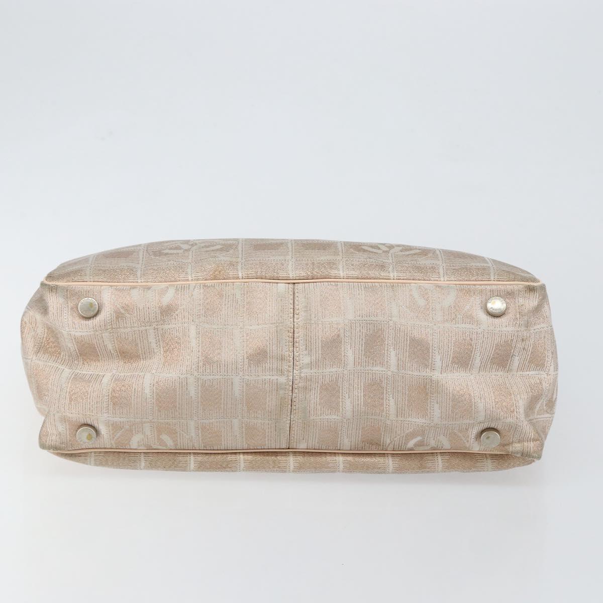 CHANEL New Travel Line Tote Bag Nylon Beige Gold CC Auth BA7141