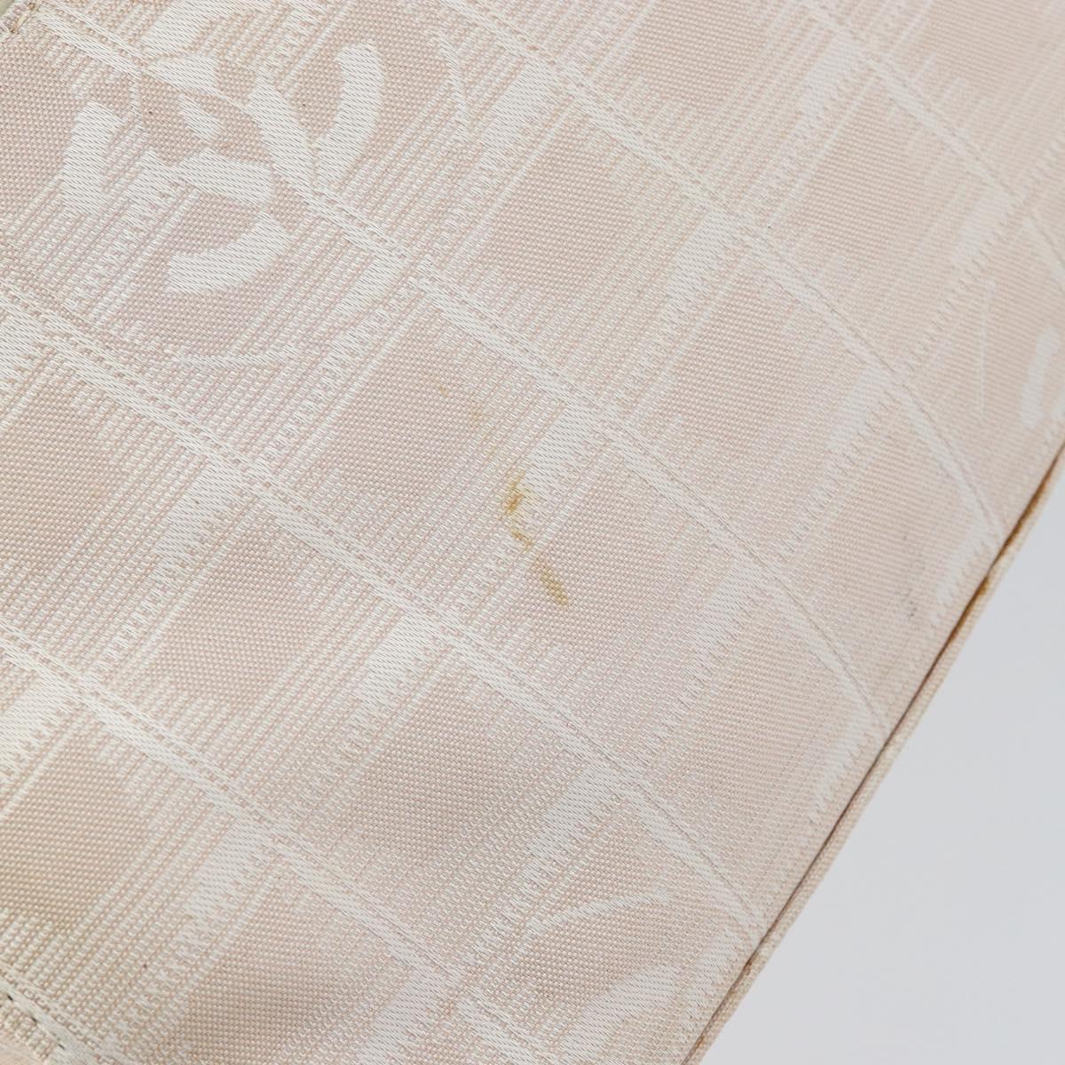 CHANEL New Travel Line Hand Bag Nylon Beige CC Auth BA7142