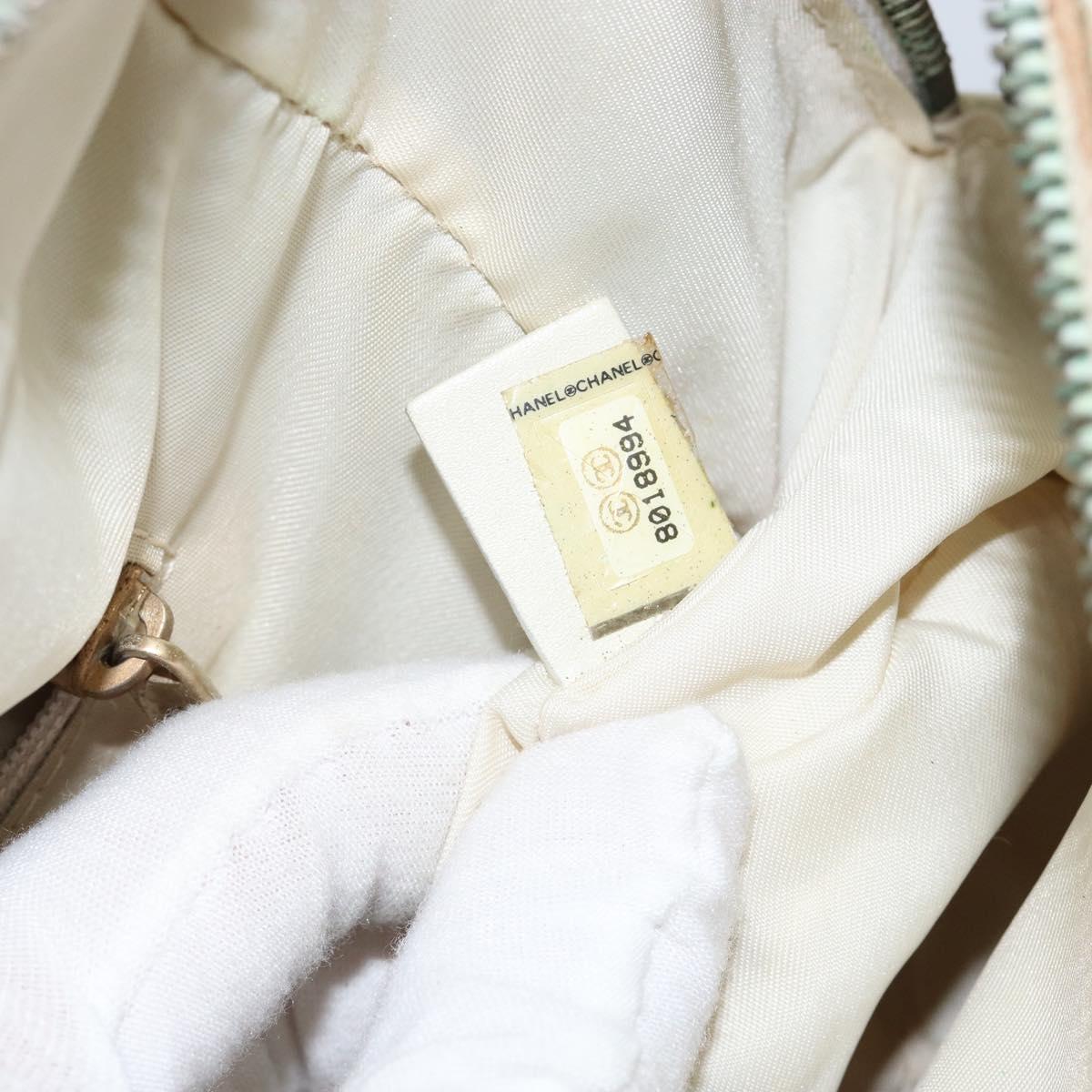 CHANEL New Travel Line Hand Bag Nylon Beige CC Auth BA7142