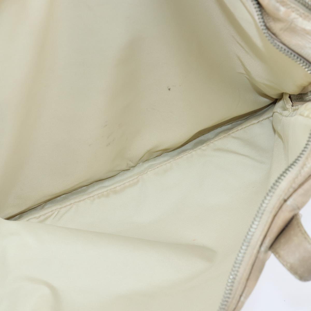 CHANEL New Travel Line Hand Bag Nylon 2way Beige Silver CC Auth BA7143