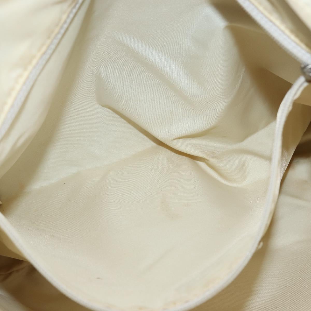 CHANEL New Travel Line Hand Bag Nylon 2way Beige Silver CC Auth BA7143