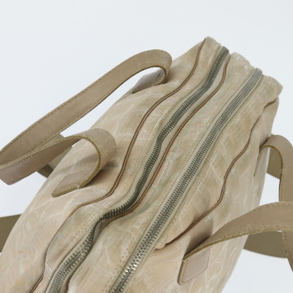 CHANEL New Travel Line Hand Bag Nylon 2way Beige Silver CC Auth BA7143