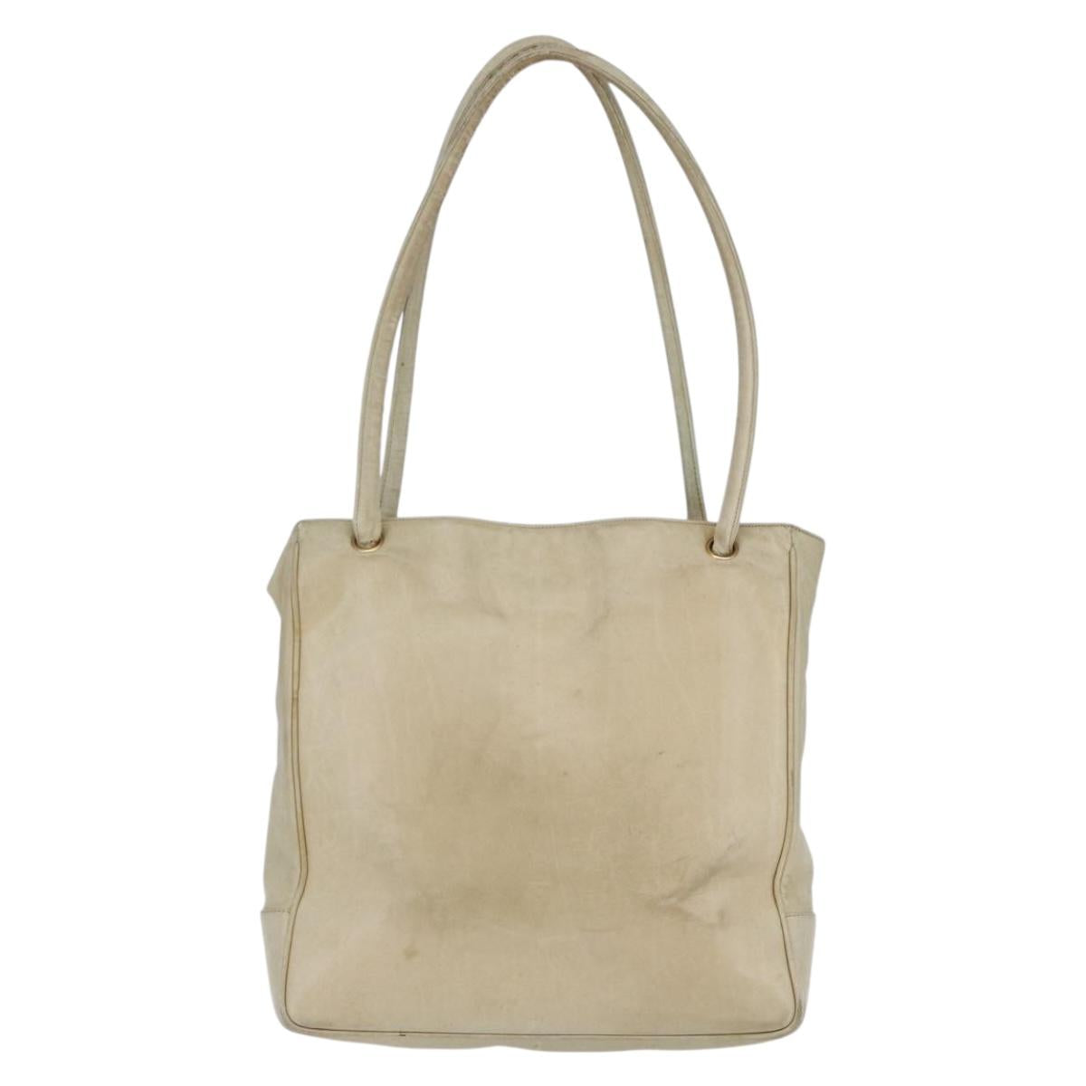 CHANEL Shoulder Bag Leather Beige Gold CC Auth BA7146