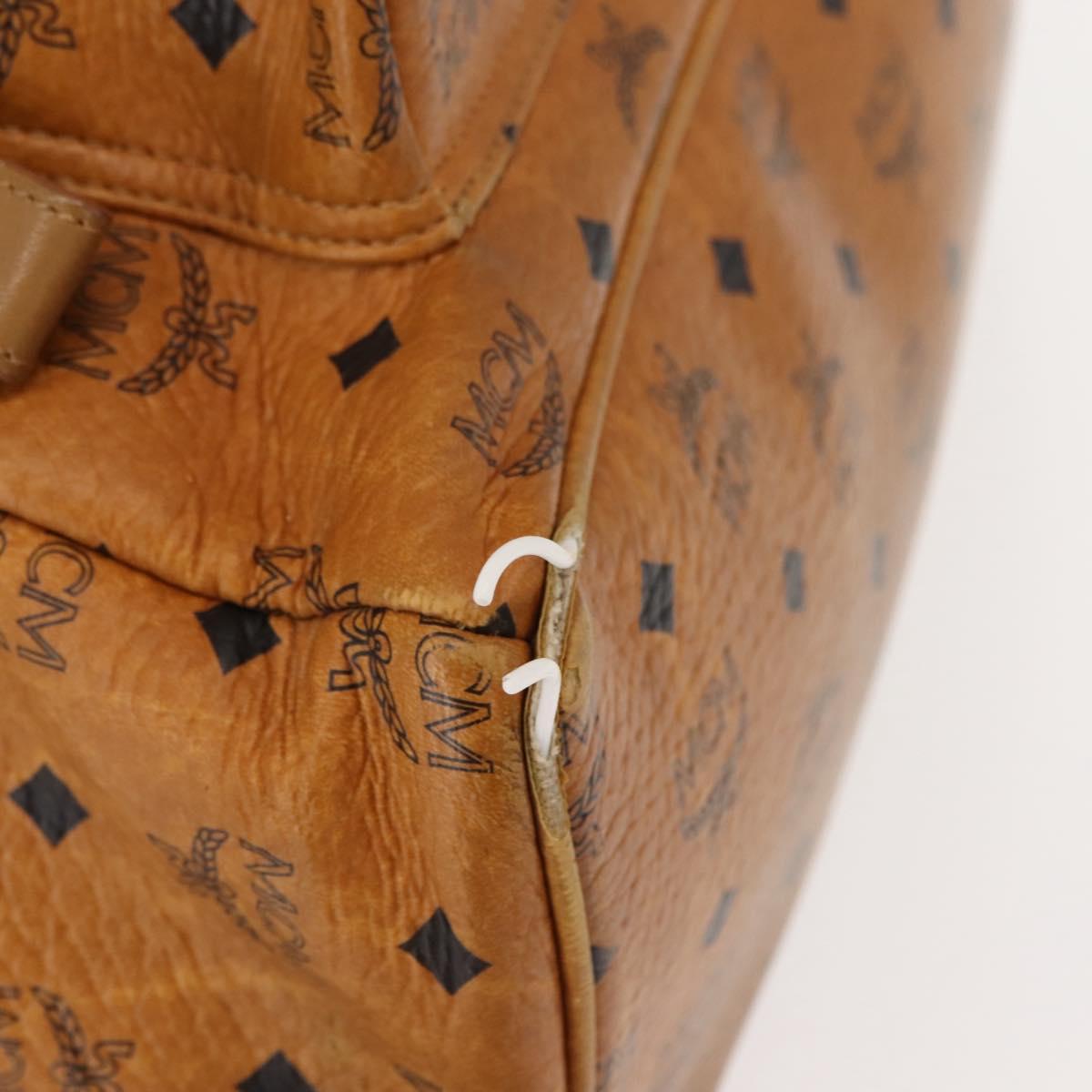 MCM Logogram Vicetos Backpack PVC Leather Brown Gold Auth BA7151
