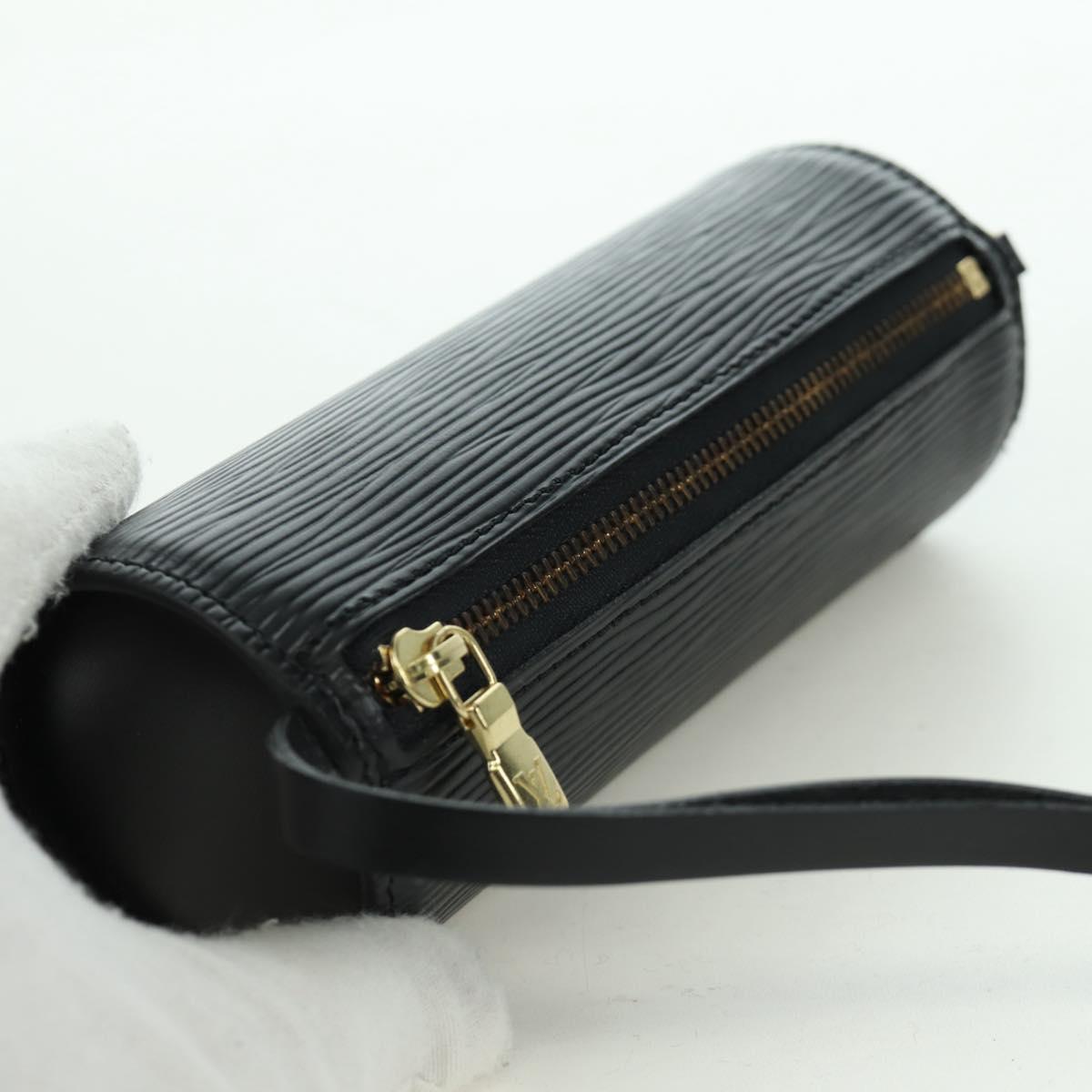 LOUIS VUITTON Epi Soufflot Pouch Black LV Auth BA716