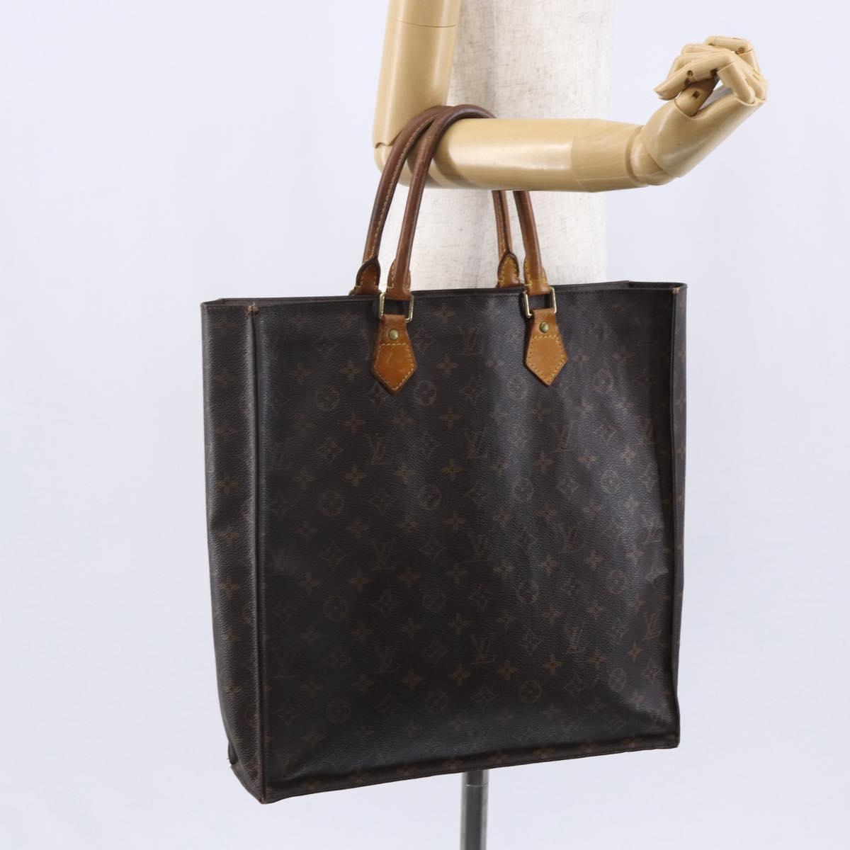 LOUIS VUITTON Monogram Sac Plat Hand Bag M51140 LV Auth BA7186