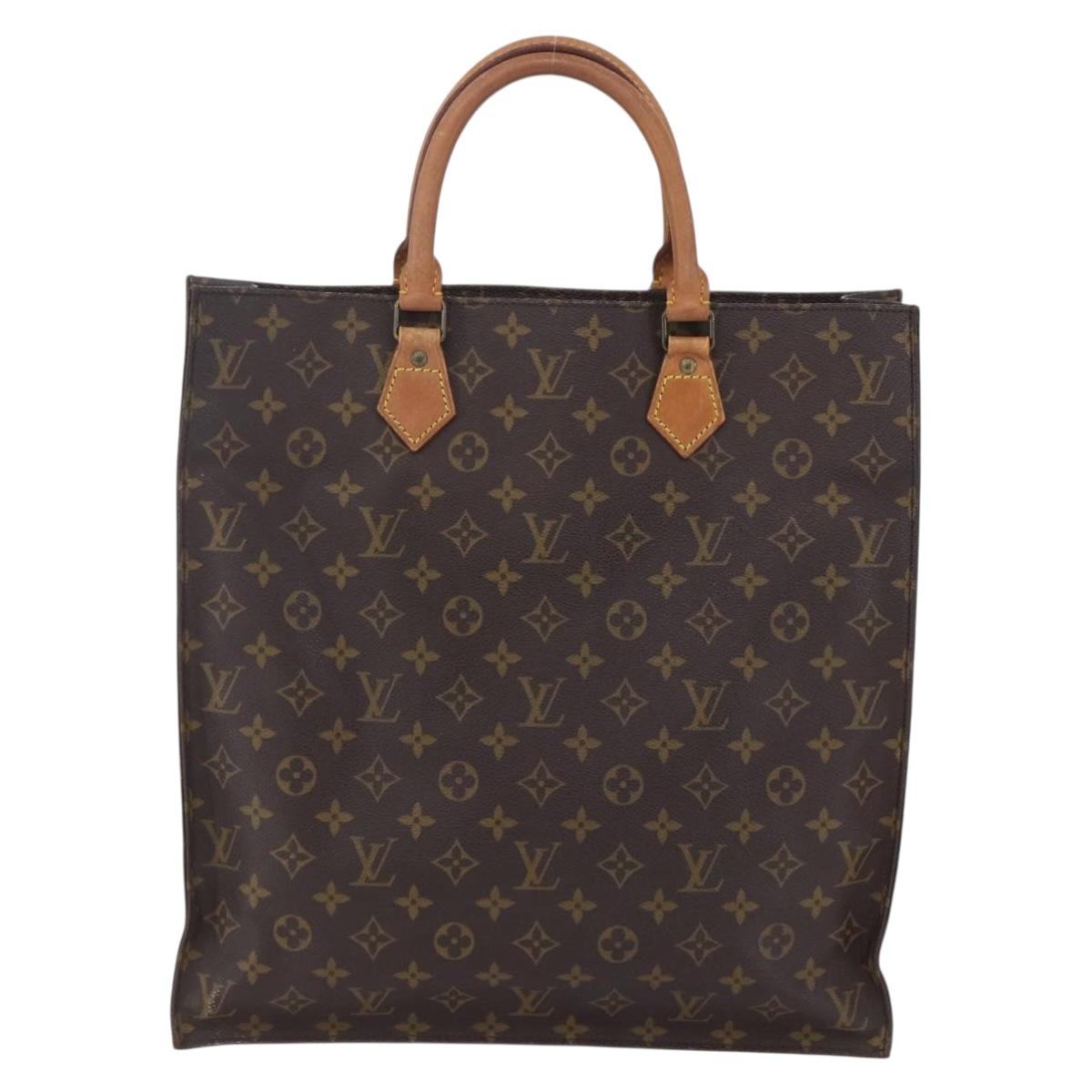 LOUIS VUITTON Monogram Sac Plat Hand Bag M51140 LV Auth BA7187