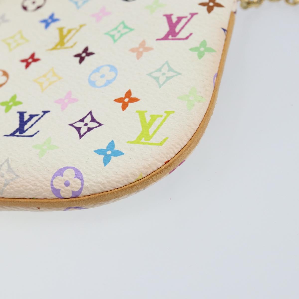 LOUIS VUITTON Monogram Multicolor Pochette MM Pouch White M60028 LV Auth BA7202