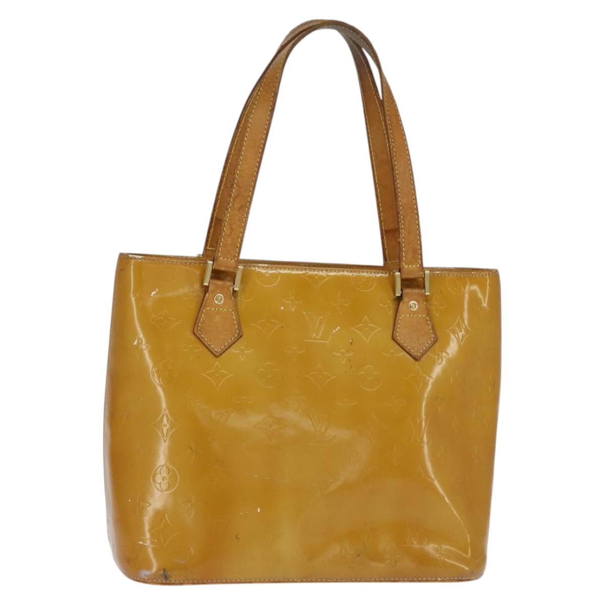 LOUIS VUITTON Monogram Vernis Houston Hand Bag Beige M91004 LV Auth BA7204