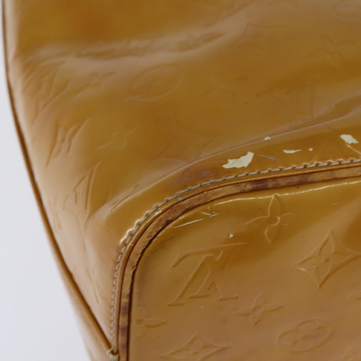 LOUIS VUITTON Monogram Vernis Houston Hand Bag Beige M91004 LV Auth BA7204