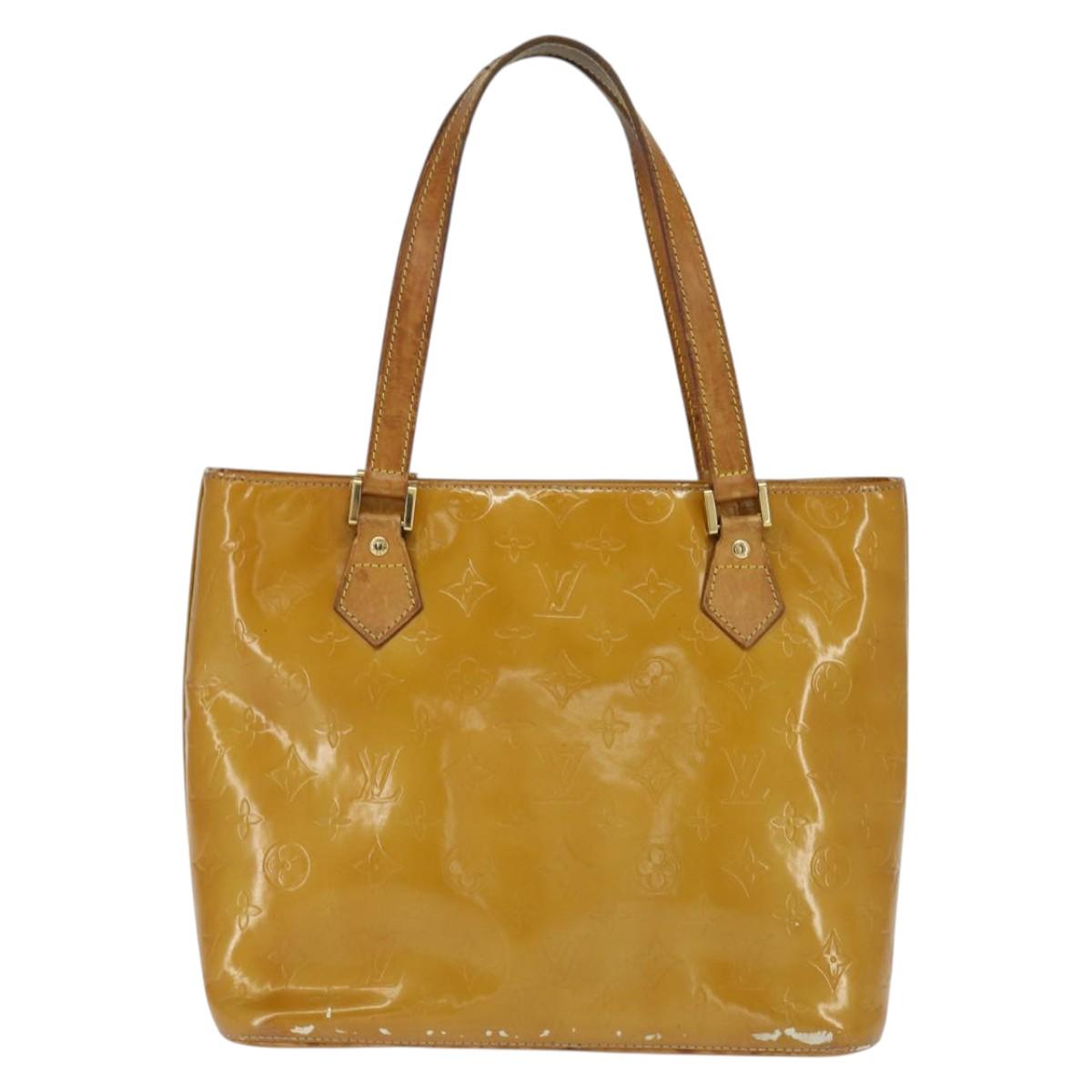 LOUIS VUITTON Monogram Vernis Houston Hand Bag Beige M91004 LV Auth BA7204