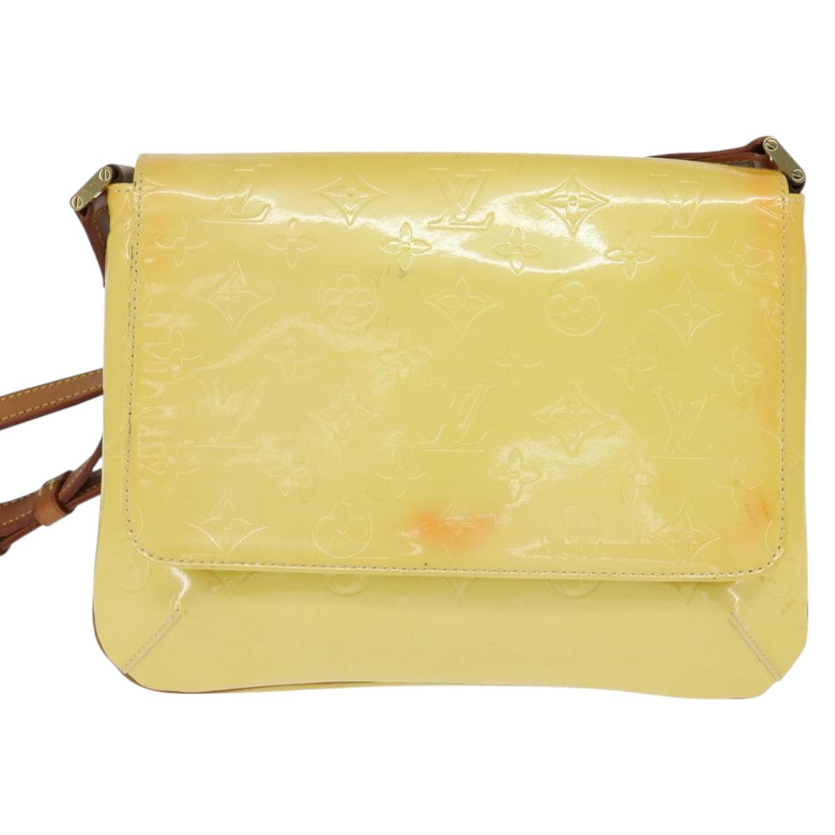 LOUIS VUITTON Monogram Vernis Thompson Street Bag Lime Yellow M91071 Auth BA7213