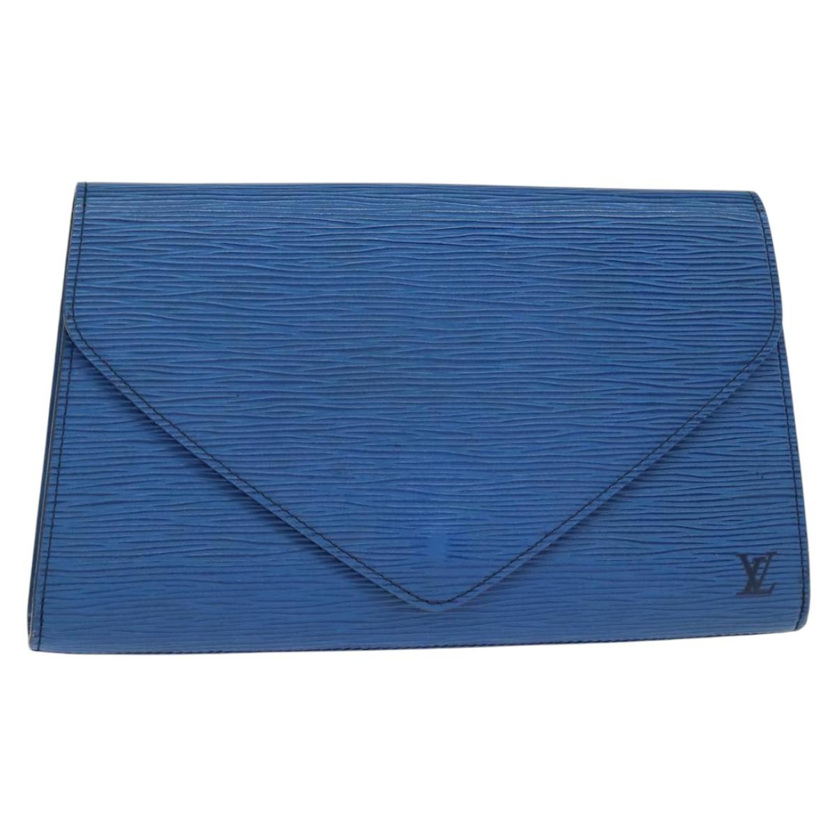 LOUIS VUITTON Epi Art Deco Clutch Bag Blue M52635 LV Auth BA7217